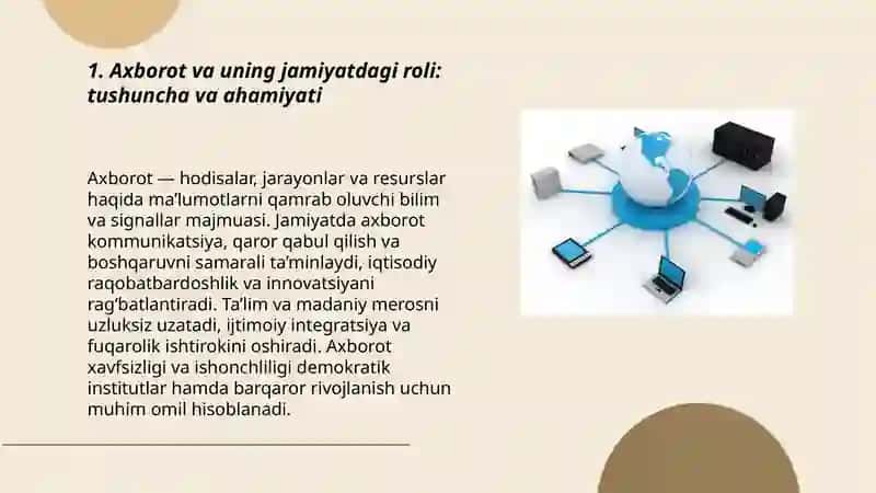 Axborotni jamiyatda tutgan o’rni va ahamiyati 3