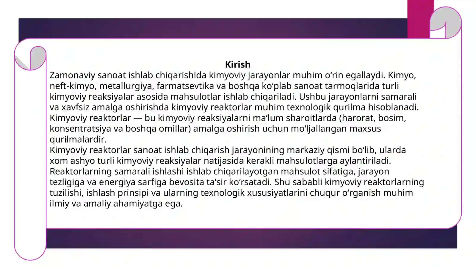 Kimyoviy reaktorlar haqida umumiy tushuncha va ularning turlari 3