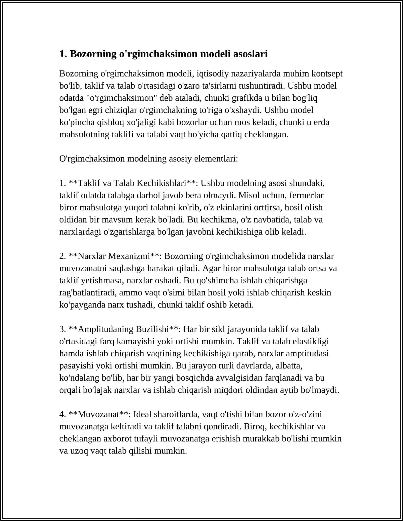 BOZORNING O'RGIMCHAKSIMON MODELI 3
