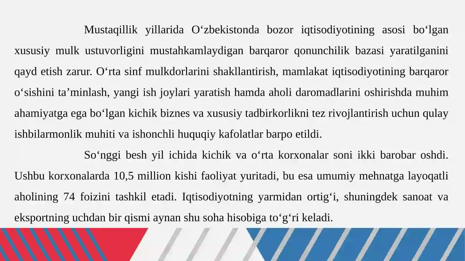 "O‘ZBEKISTONDA KICHIK BIZNESNI RIVOJLANTIRISHNING USTUVOR YO‘NALISHLARI" 3