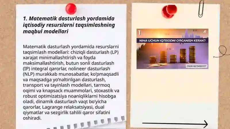 Matematik Dasturlash va Iqtisodiy Resurslar 3