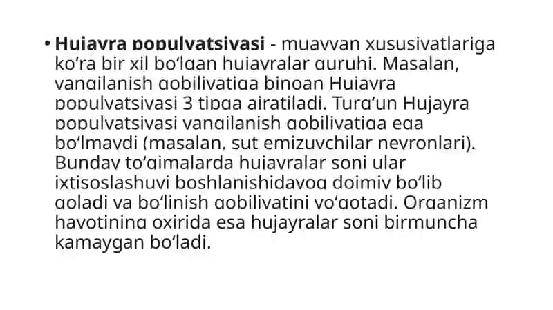Hujayra populyatsiyalarining turlari 3