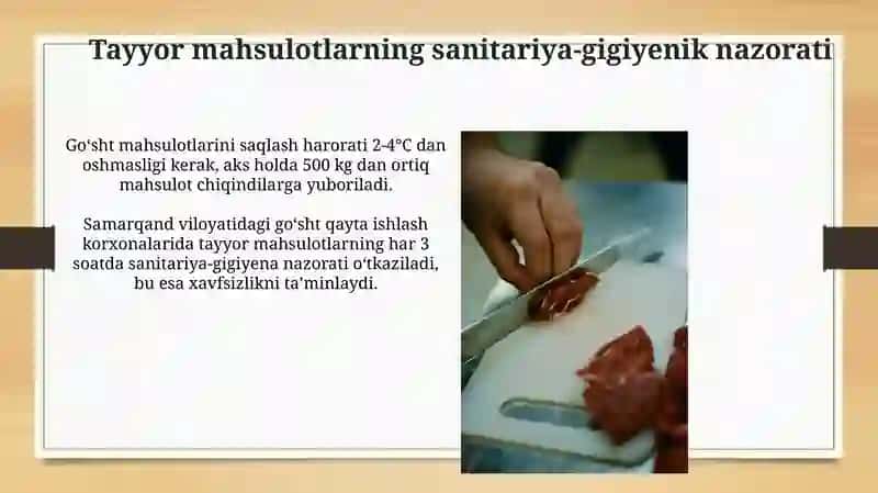 Gosht korxonalarida sanitariya gigiyena talablari 3