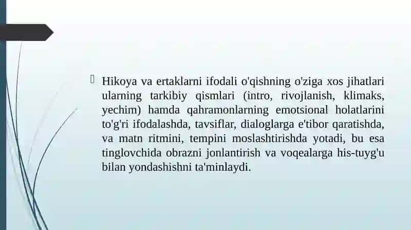 Hikoya va ertaklarni ifodali o‘qishning o‘ziga xos jihatlari 3