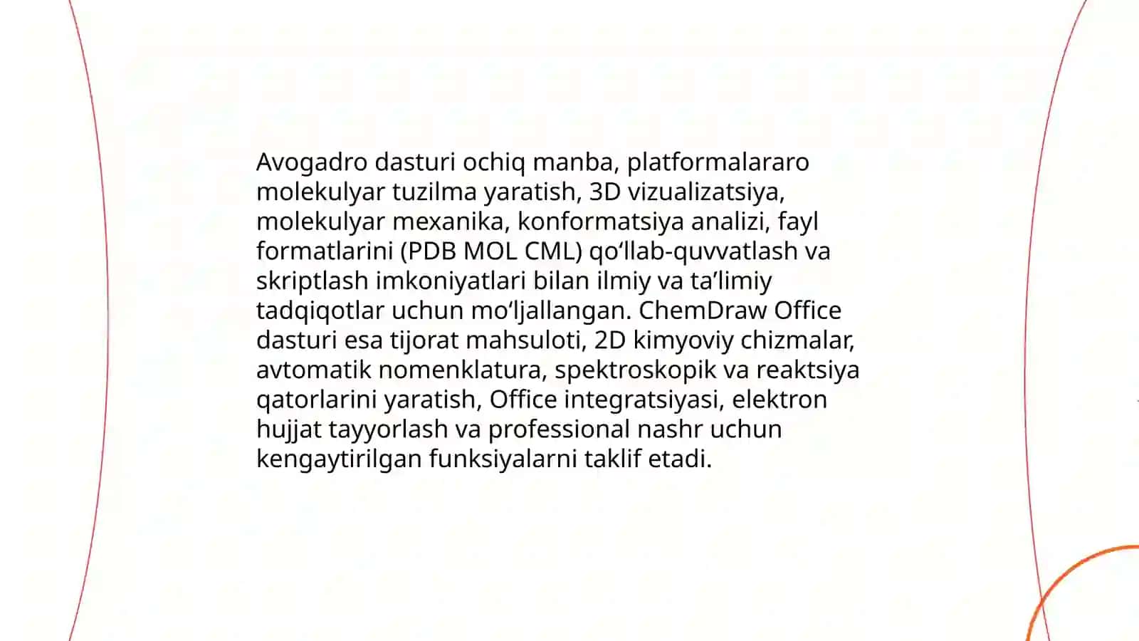 Avogadro dasturi va ChemDraw Office dasturi haqida 3