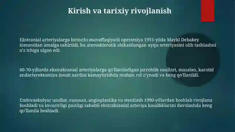 Ekstrakranial arteriyalardagi zamonaviy operatsiyalar 3