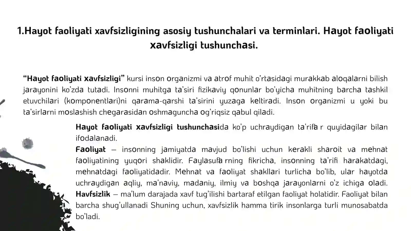 Hayot faoliyati va xavfsizligi 3
