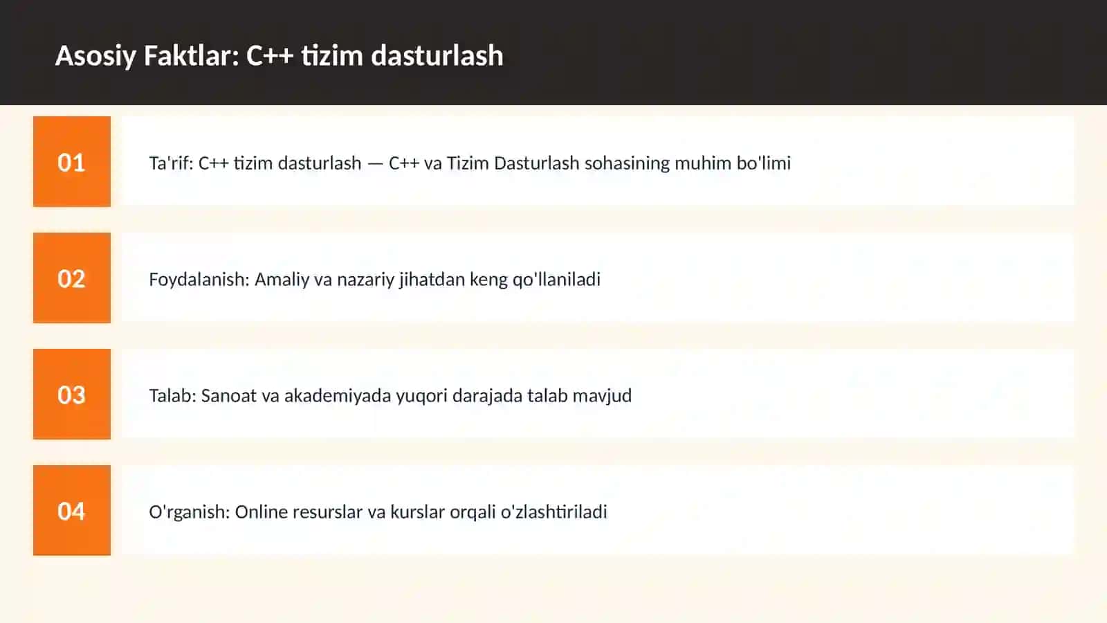 C++ tizim dasturlash 3