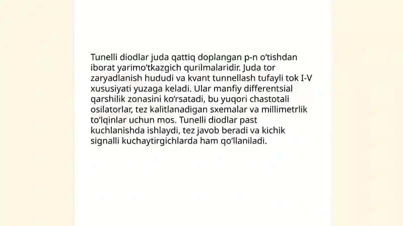 Tunelli va o'giriladigan diodlar 3