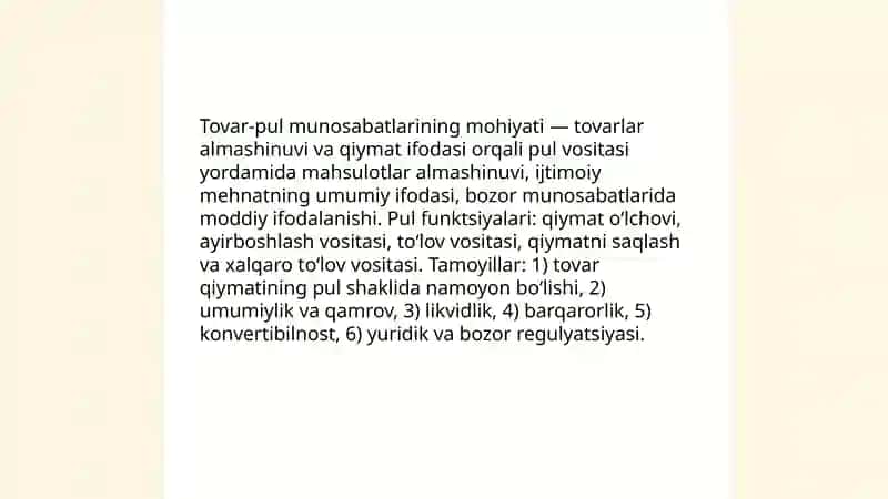 Tovar-pul munosabatlari 3