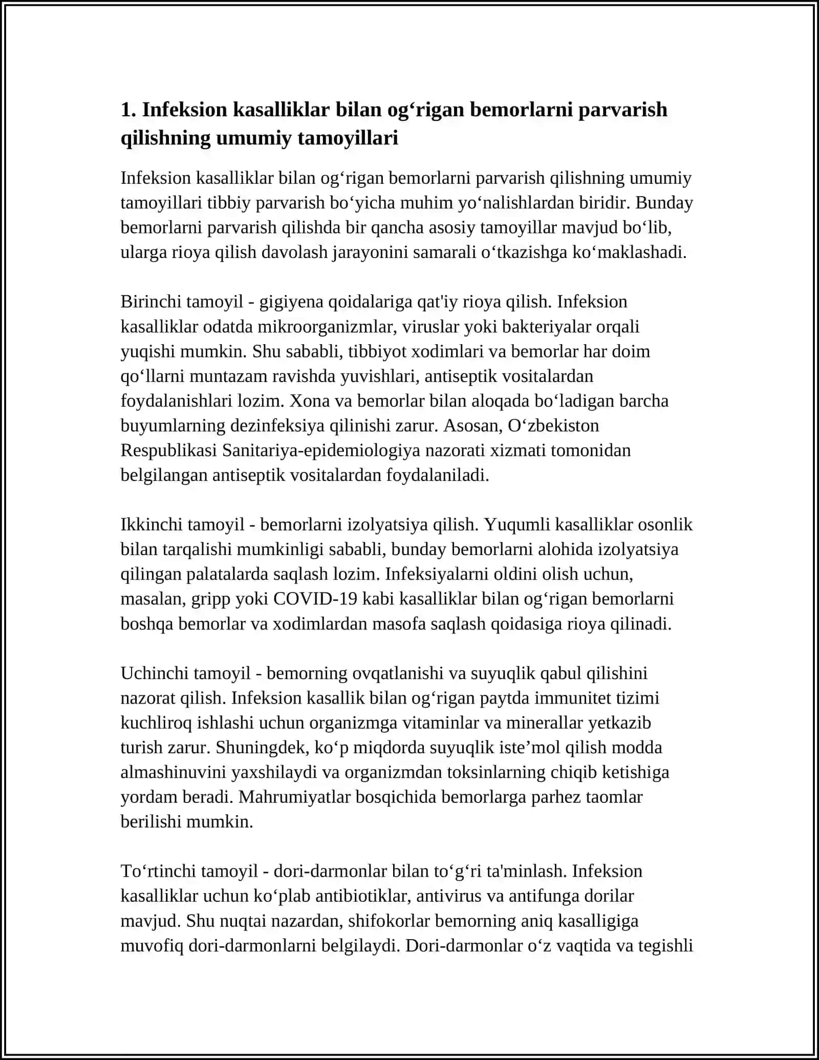 HIQILDOQ KASALLIKLARI BILAN OGʻRIGAN BEMORLARNI PARVARISH QILISH 3