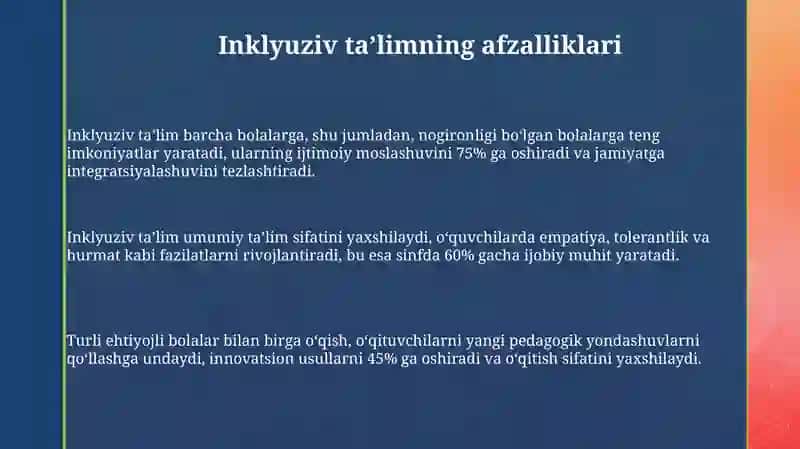 Inklyuziv taʼlimning afzalliklari 3