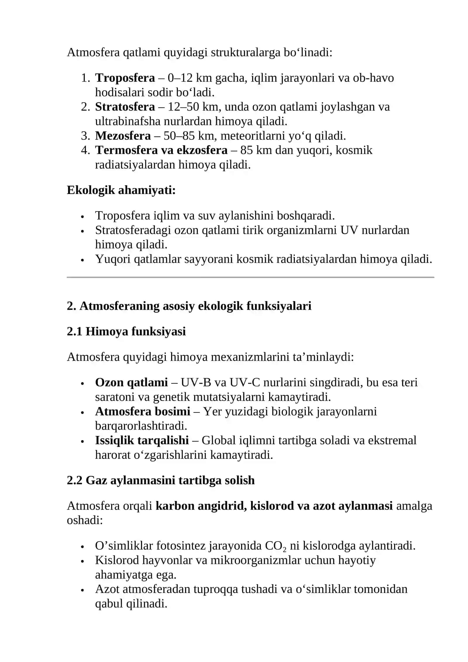 ATMOSFERANING EKOLOGIK FUNKSIYASI 3