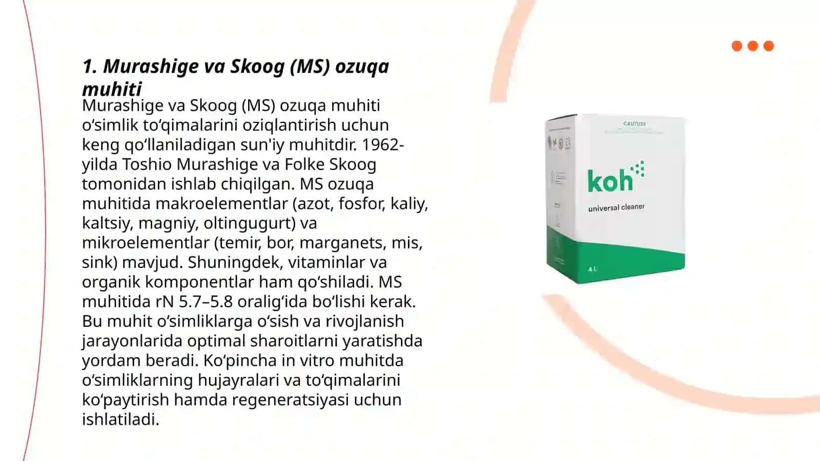Murashige va Skoog (MS) ozuqa muhiti 3