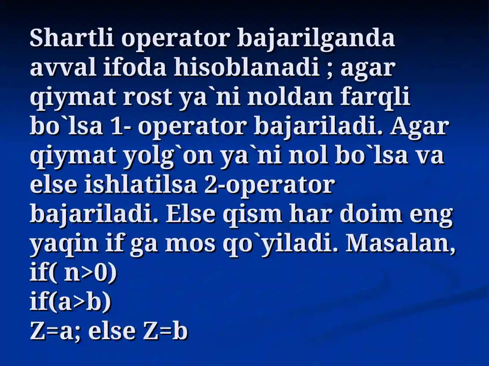 Operatorlar va standart funksiyalar 3