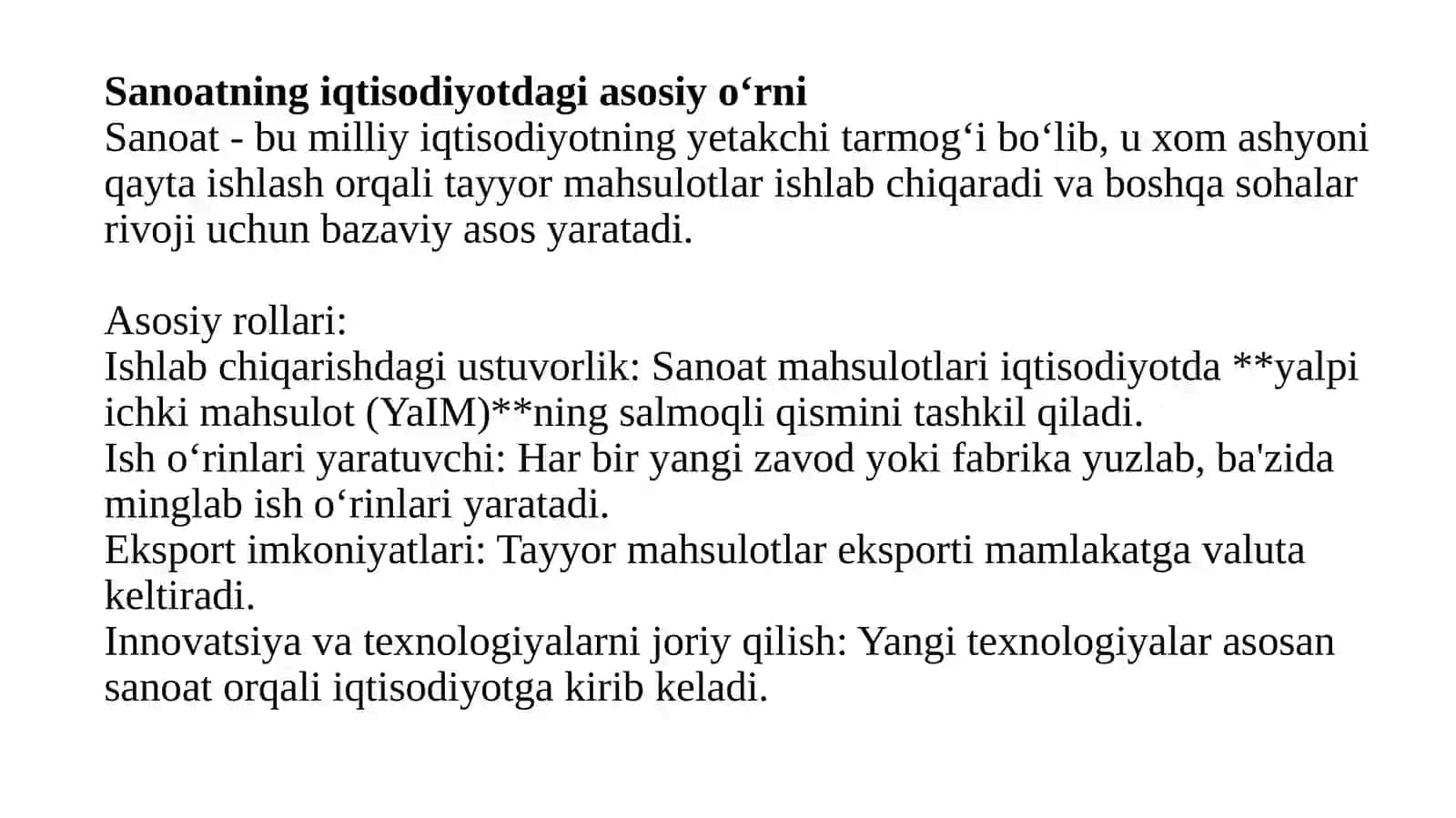 Sanoat - milliy iqtisodiyotning yetakchi tarmoqi 3