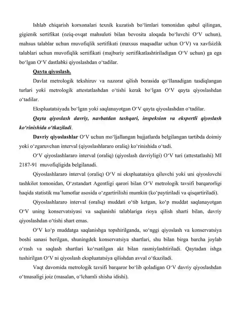 O‘LCHASH VOSITALARINI SINASH TURLARI 3