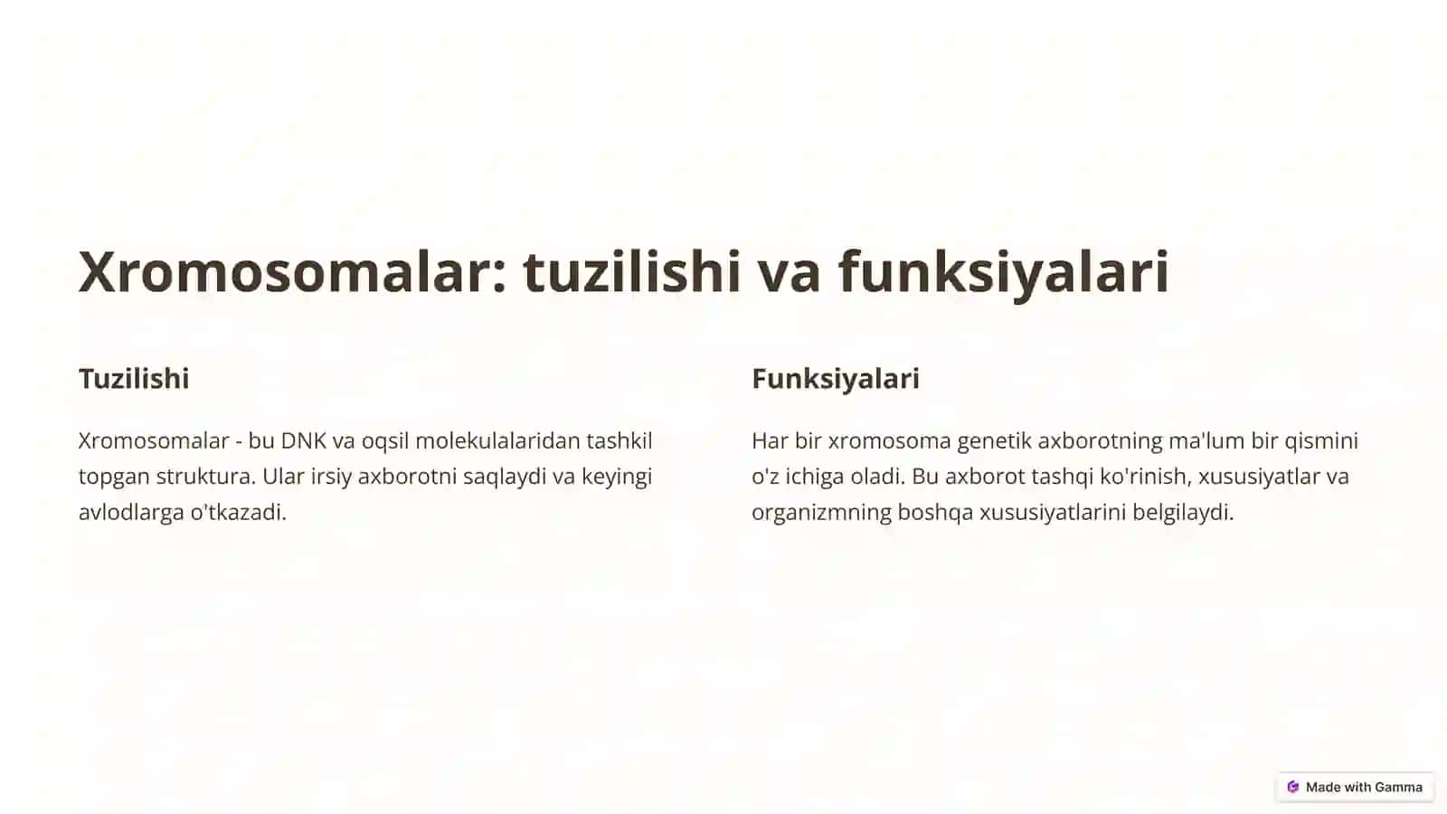 Irsiyatning sitologik va molekulyar asoslari 3