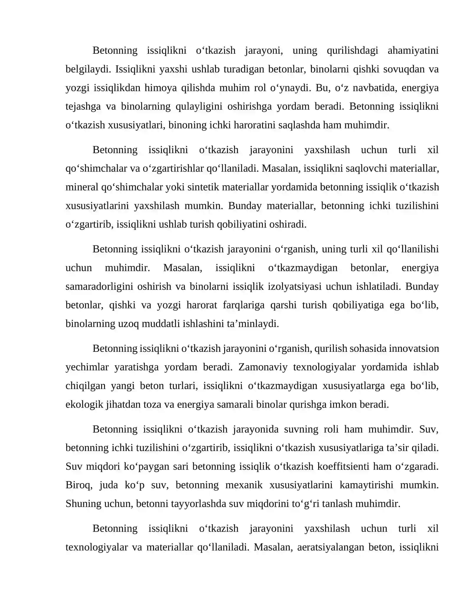 Issiqlikni tez o‘tkazib yubormaydigan betonlar. 3