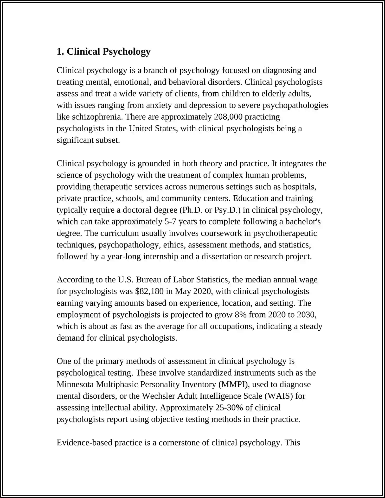 MUSTAQIL ISH: BRANCHES OF PSYCHOLOGY 3