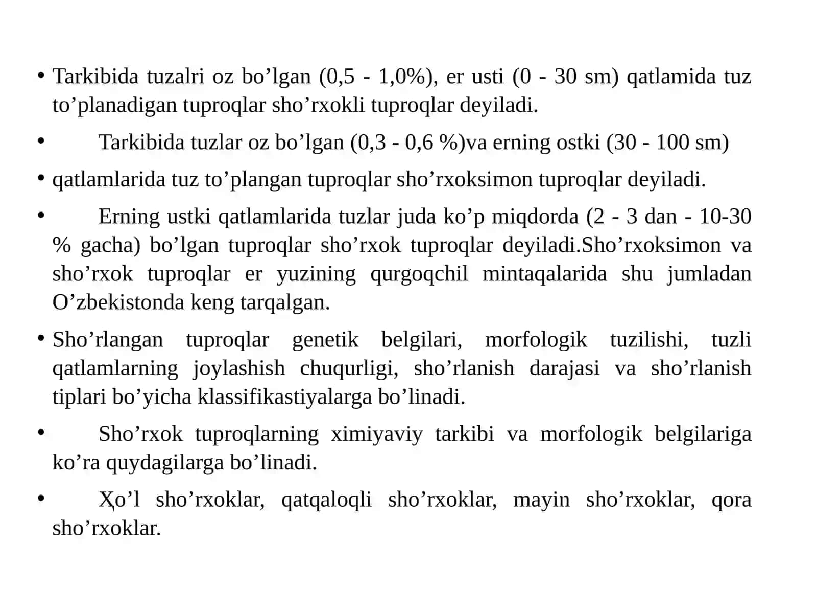 Sho’r tuproqlar va ularning turlari klassifikatsiyasi 3