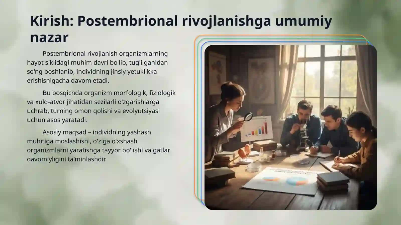 Postembrional rivojlanishning umumiy qonuniyatlari 3