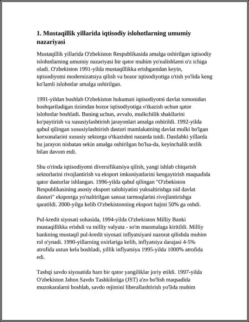 MUSTAQILLIK DASTLABKI YILLARI BOZOR IQTISODIYOTIGA OʻTISH 3