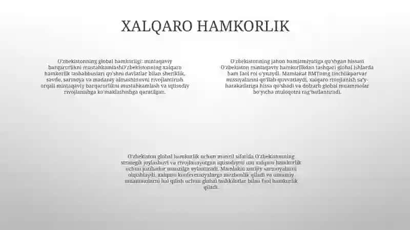 O'zbekiston Hamda Jahon Hamjamiyati 3