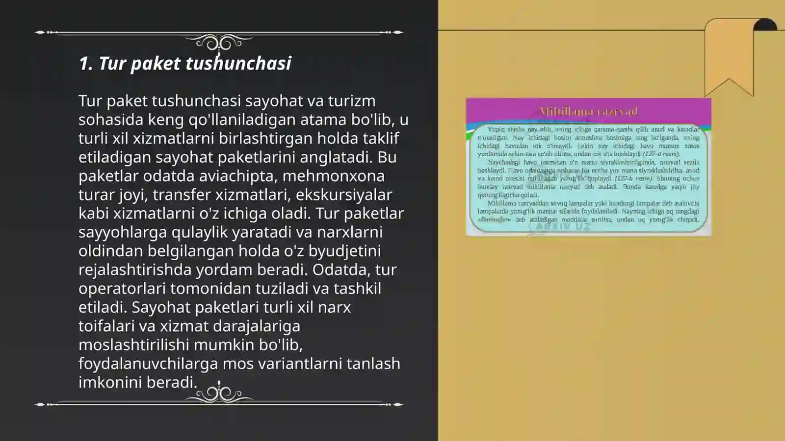 Tur paket va uning turlari haqida 3