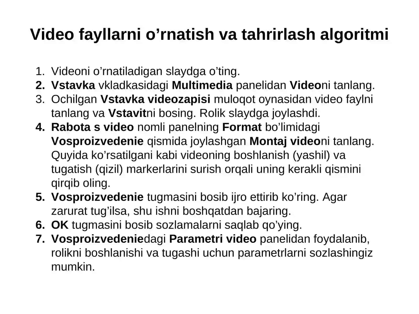 Taqdimot yaratish dasturi Power Point 3