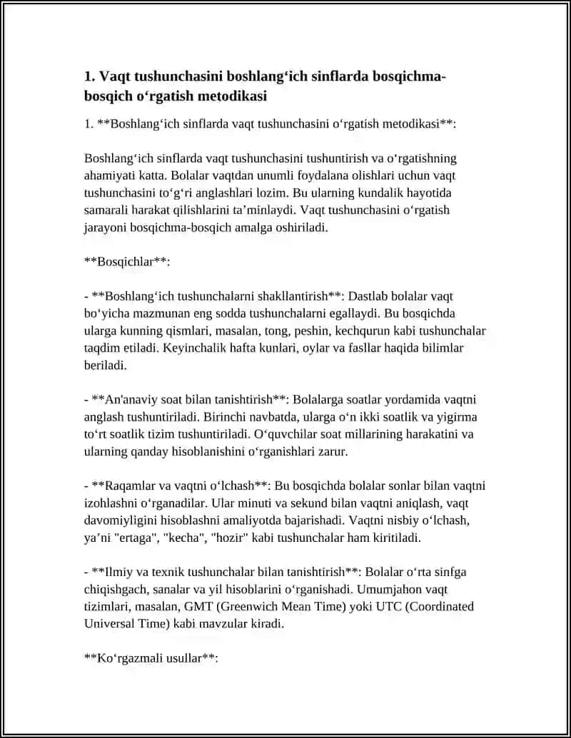 Boshlangʻich sinflarda vaqt tushunchasini o‘rgatish metodikasi 3
