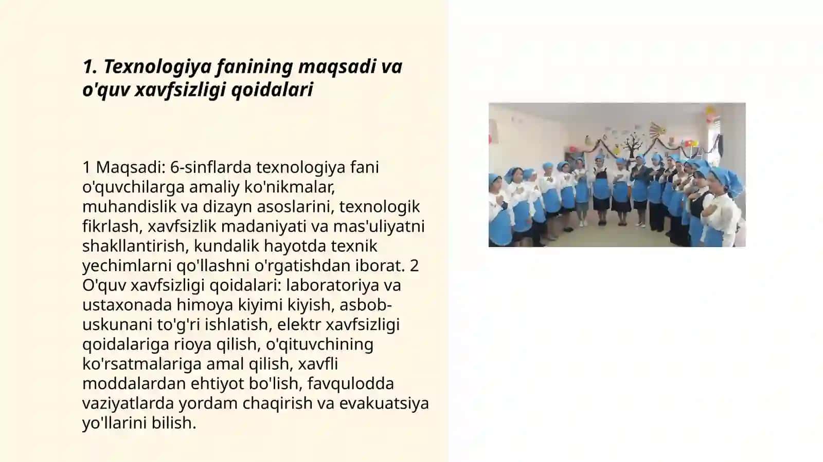 6-sinflarda Texnologiya fanining mazmuni 3
