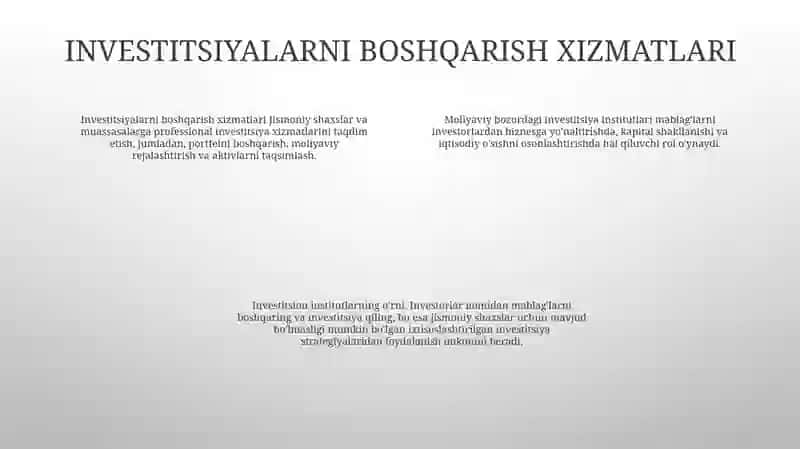 Investitsiya Institutlarining Moliya Bozoridagi Faoliyati 3