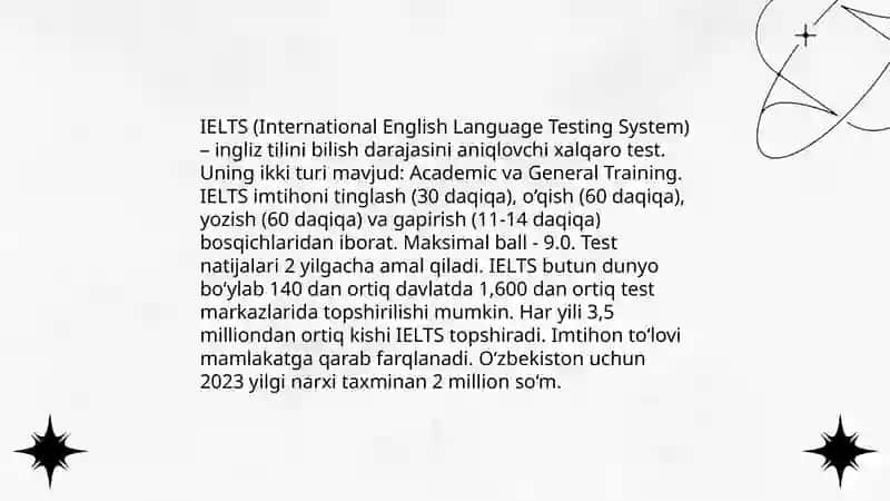 Tillar boʻyicha xalqaro test tizimlari (IELTS, CEFR) 3