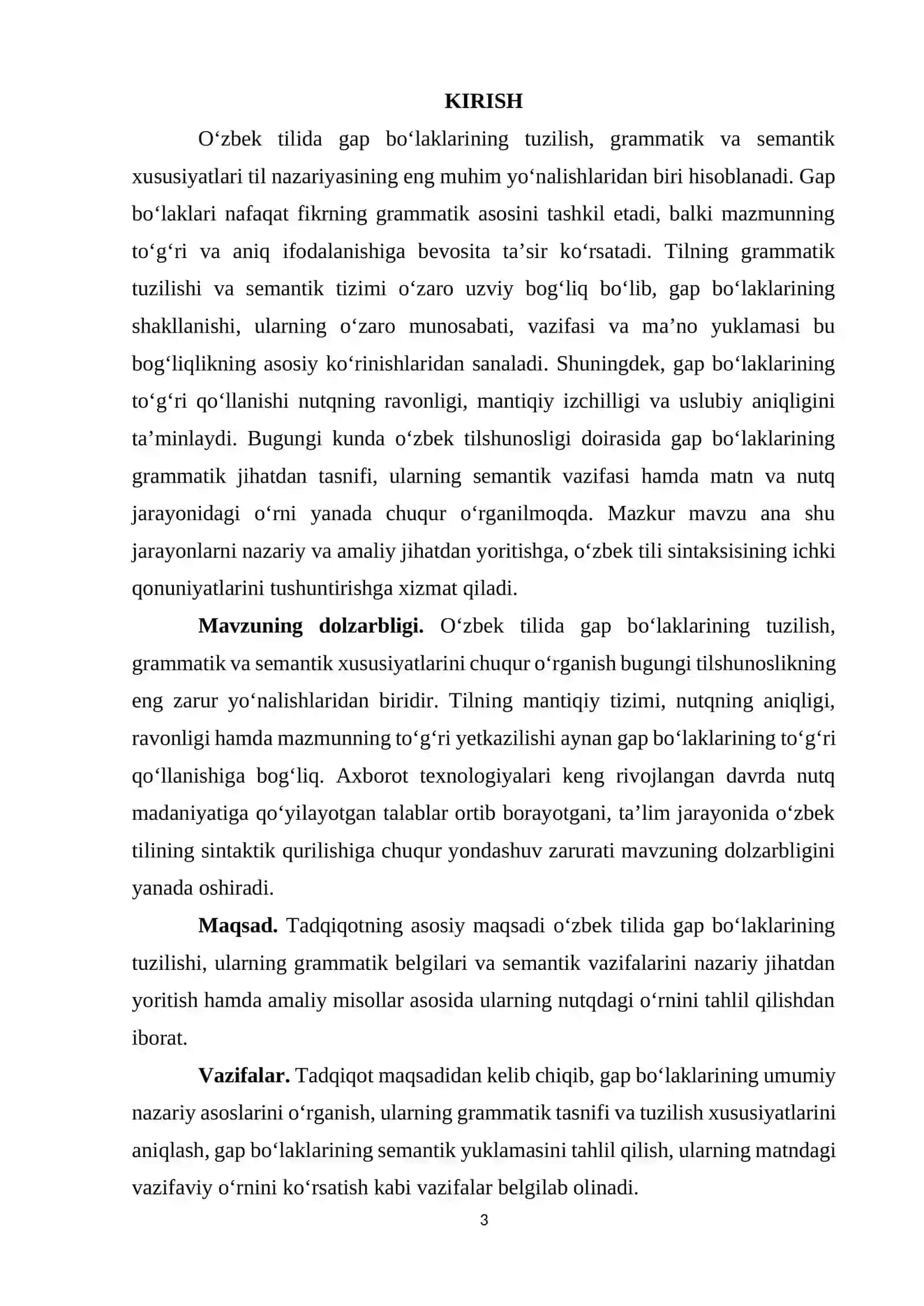 O‘zbek tilida gap bo‘laklarining tuzilish, grammatik va semantik xususiyatlari 3
