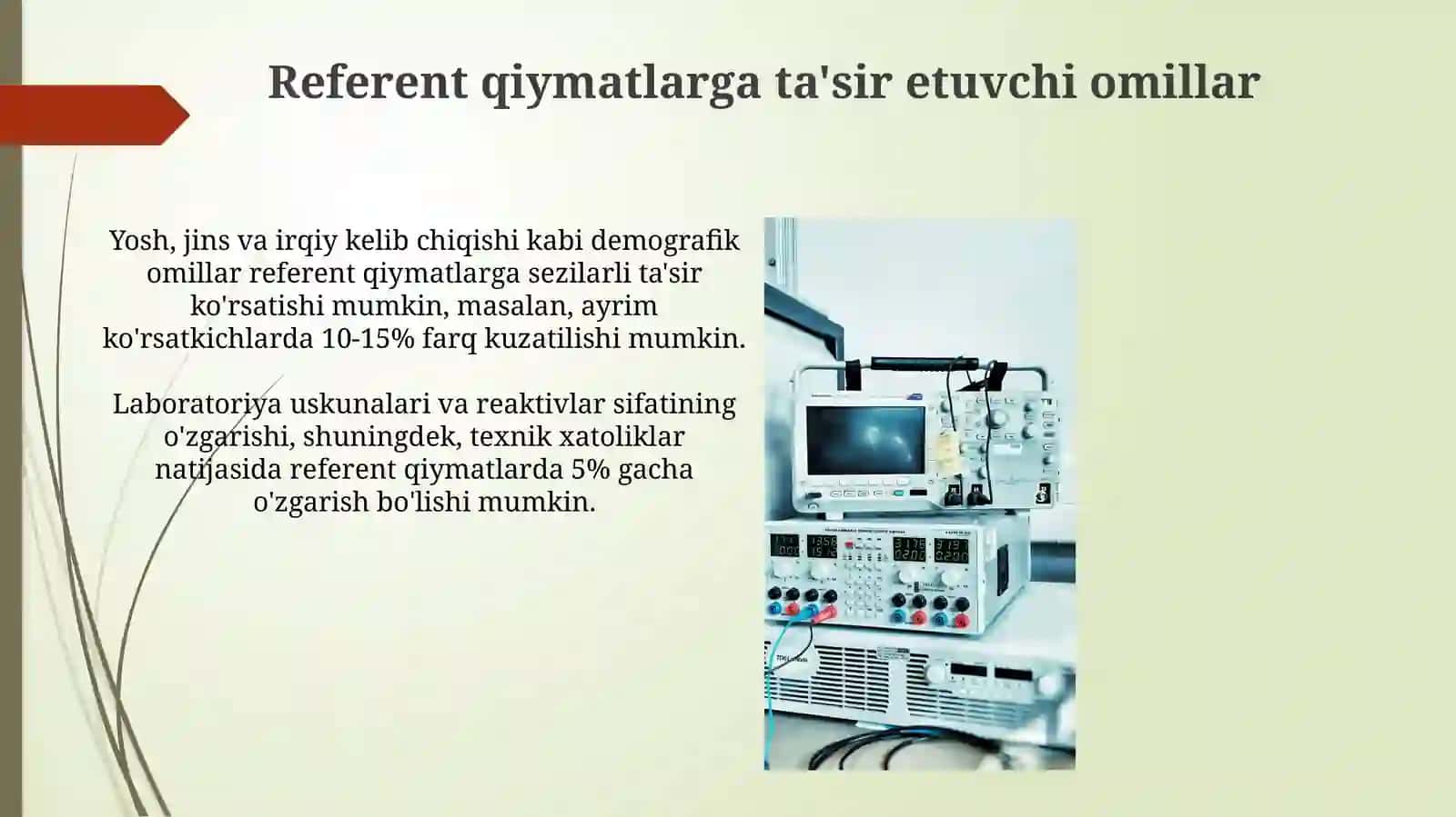 Labator ko‘rsatkichning referent qiymati 3
