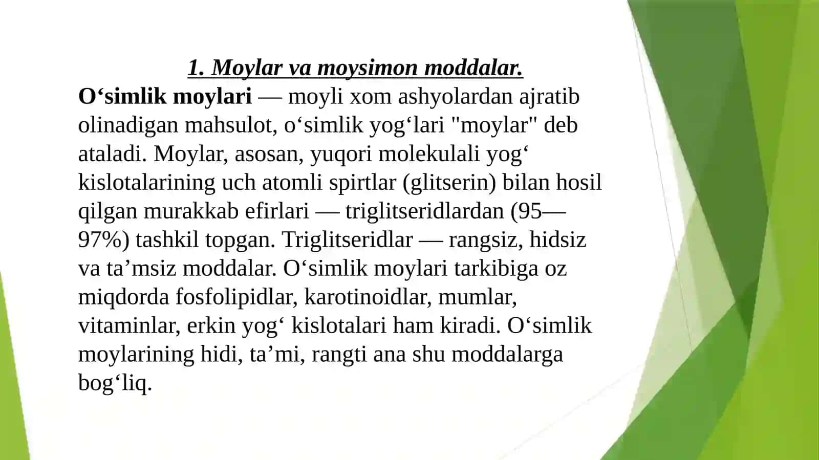 Moylar va moysimon moddalar, Saponinlar, Efir moylari 3