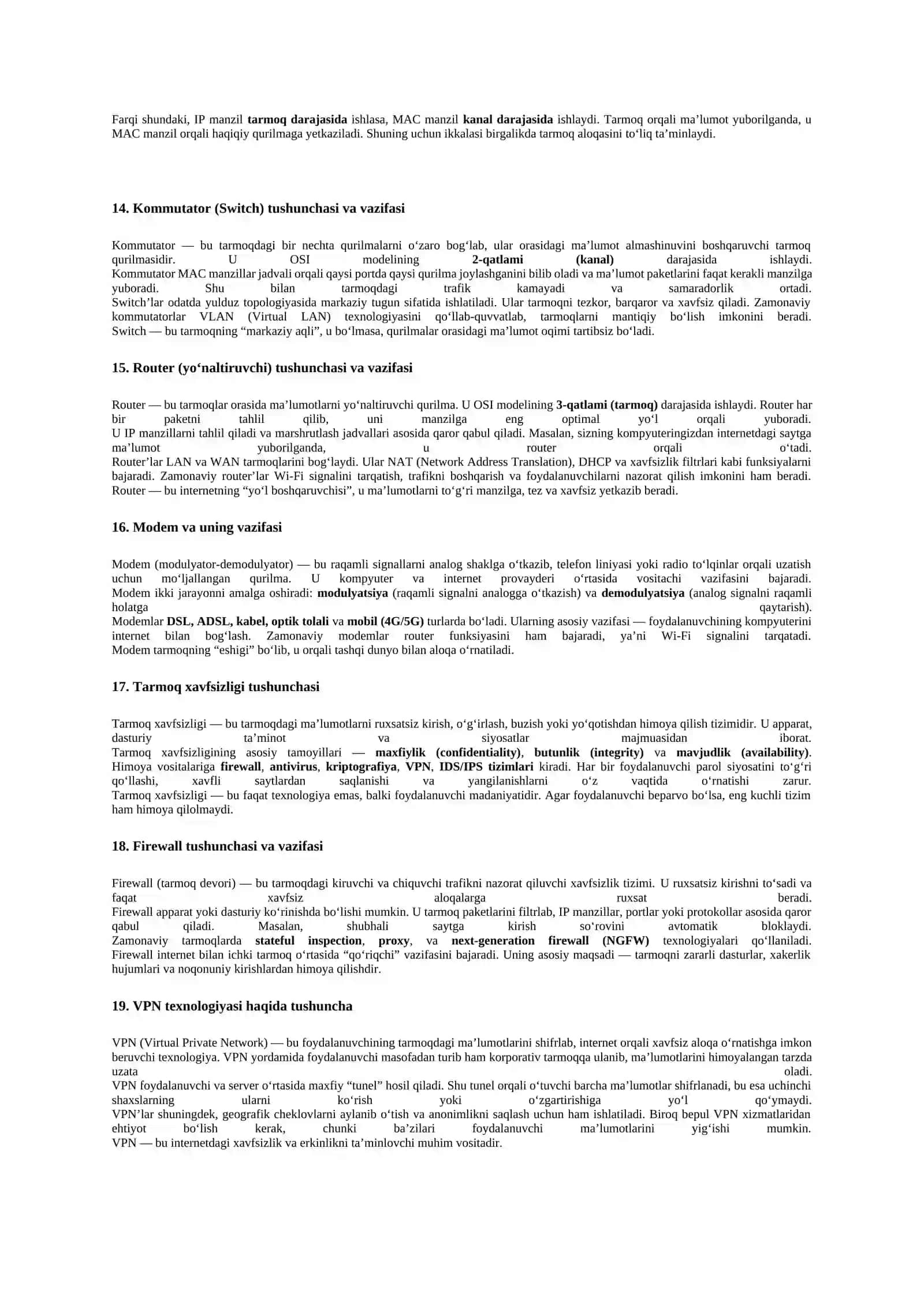 Kompyuter tarmog‘i tushunchasi va uning asosiy tarkibiy qismlari 3
