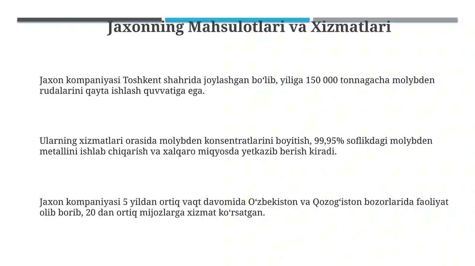 Jaxonning Moli Bozoridagi O'rni 3