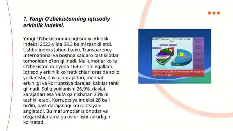 Yangi Oʻzbekistonning iqtisodiy erkinlik indeksi 3