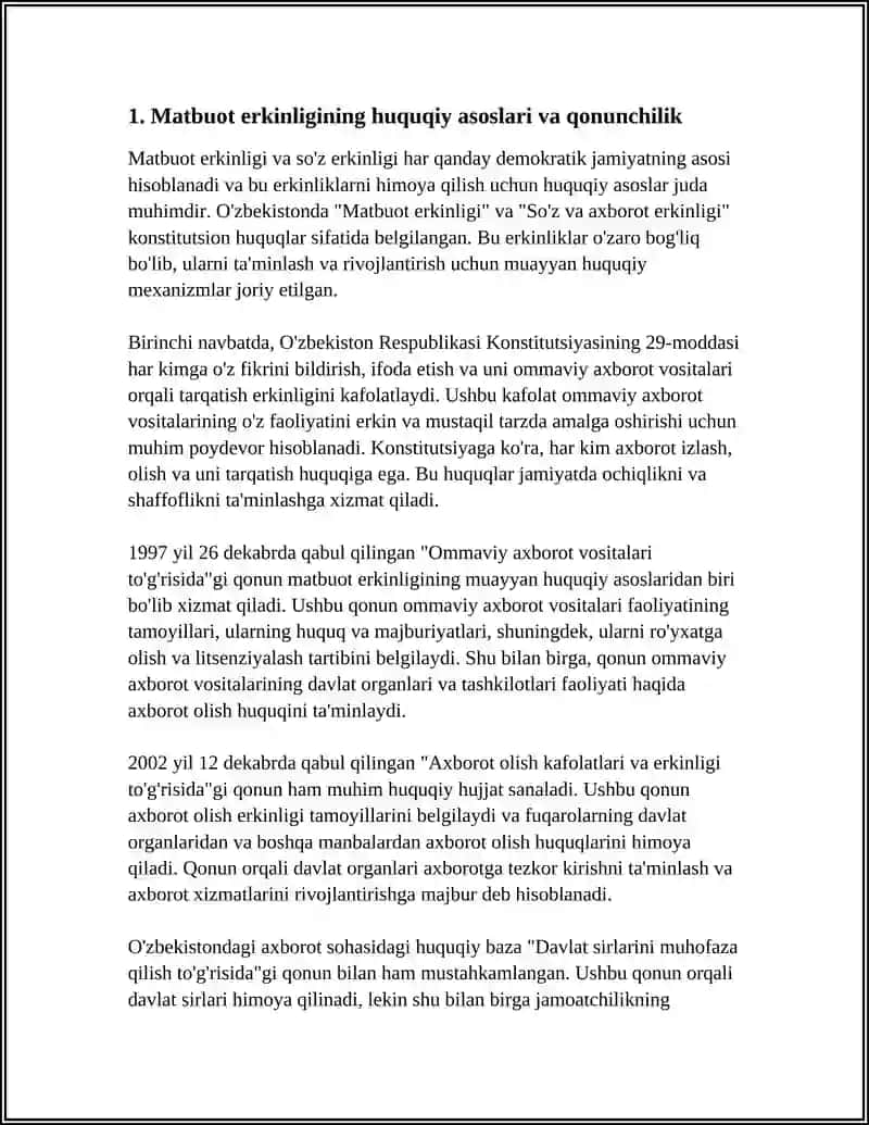 MATBUOTDA SO'Z VA AXBOROT ERKINLIGI 3