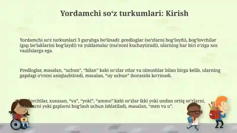 Yordamchi soʻzlar turkumi 3