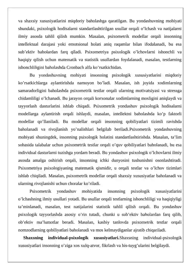 Psixologik psixometrik tayyorlash jihatlari 3