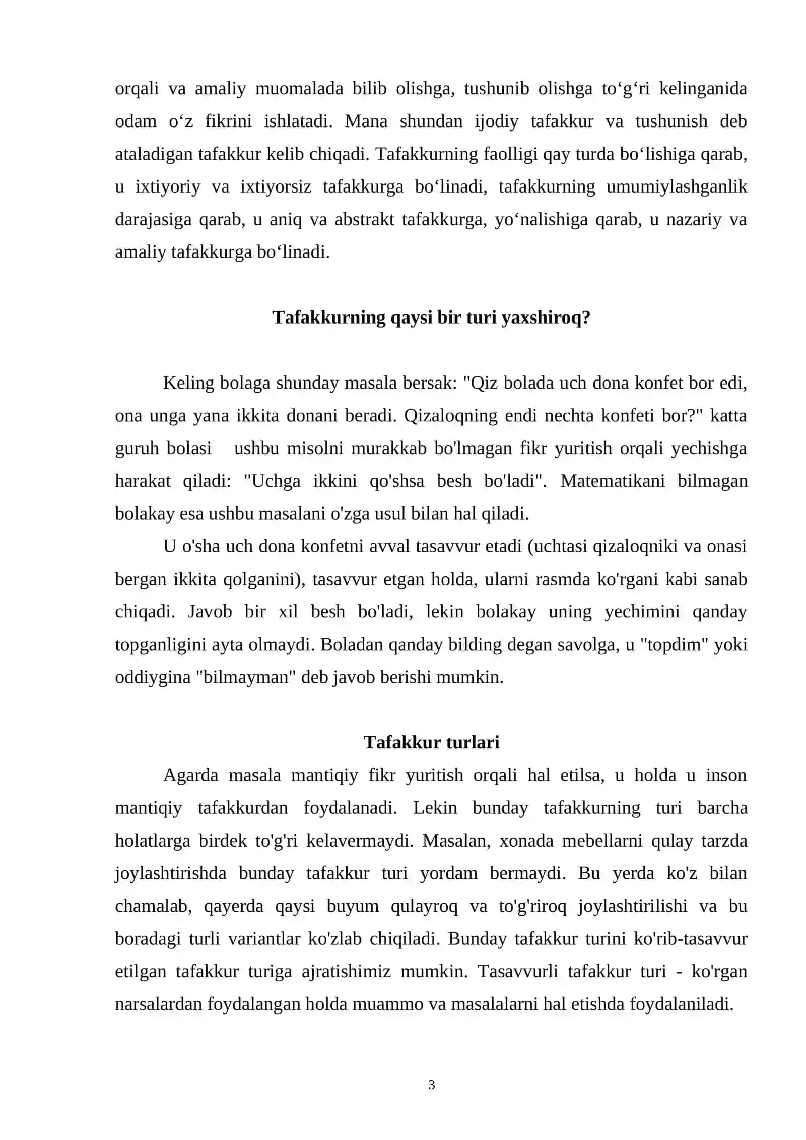 Tafakkur muammolari va ularning tahlili 3
