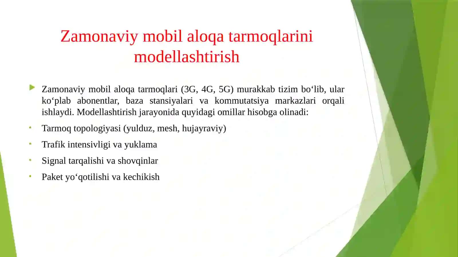 Zamonaviy mobil aloqa tarmoqlarni modellashtirish 3