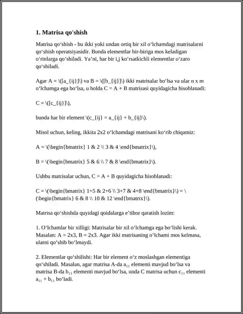 MATRITSALAR USTIDA AMALLAR 3