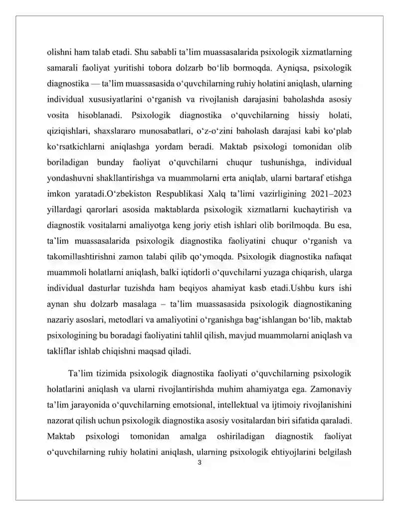 Ta’lim  muassasasi psixologning psixologik diagnostik faoliyati 3