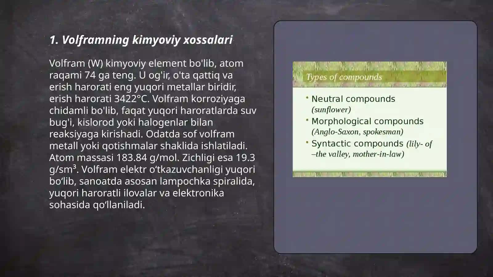 Volfram birikmalari va ularning xossalari 3