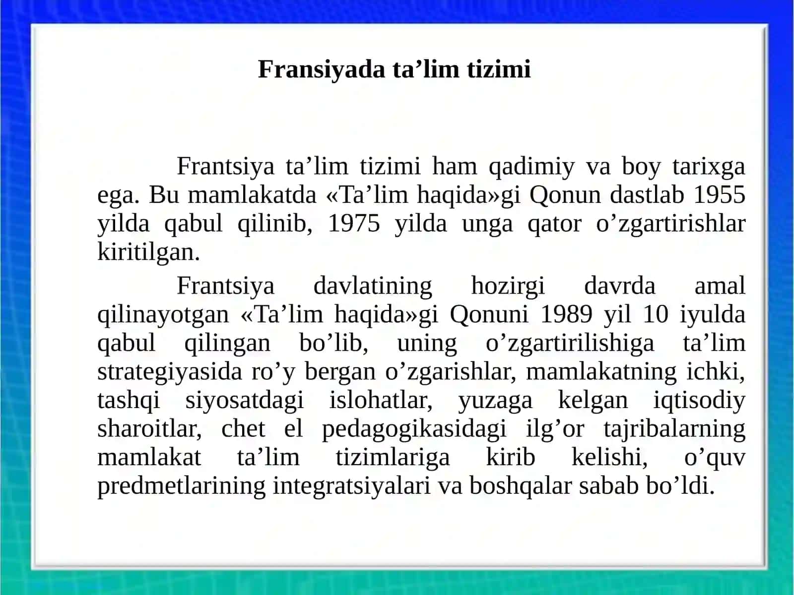 Fransiya Germaniya Hindistonda taʼlim tizim 3