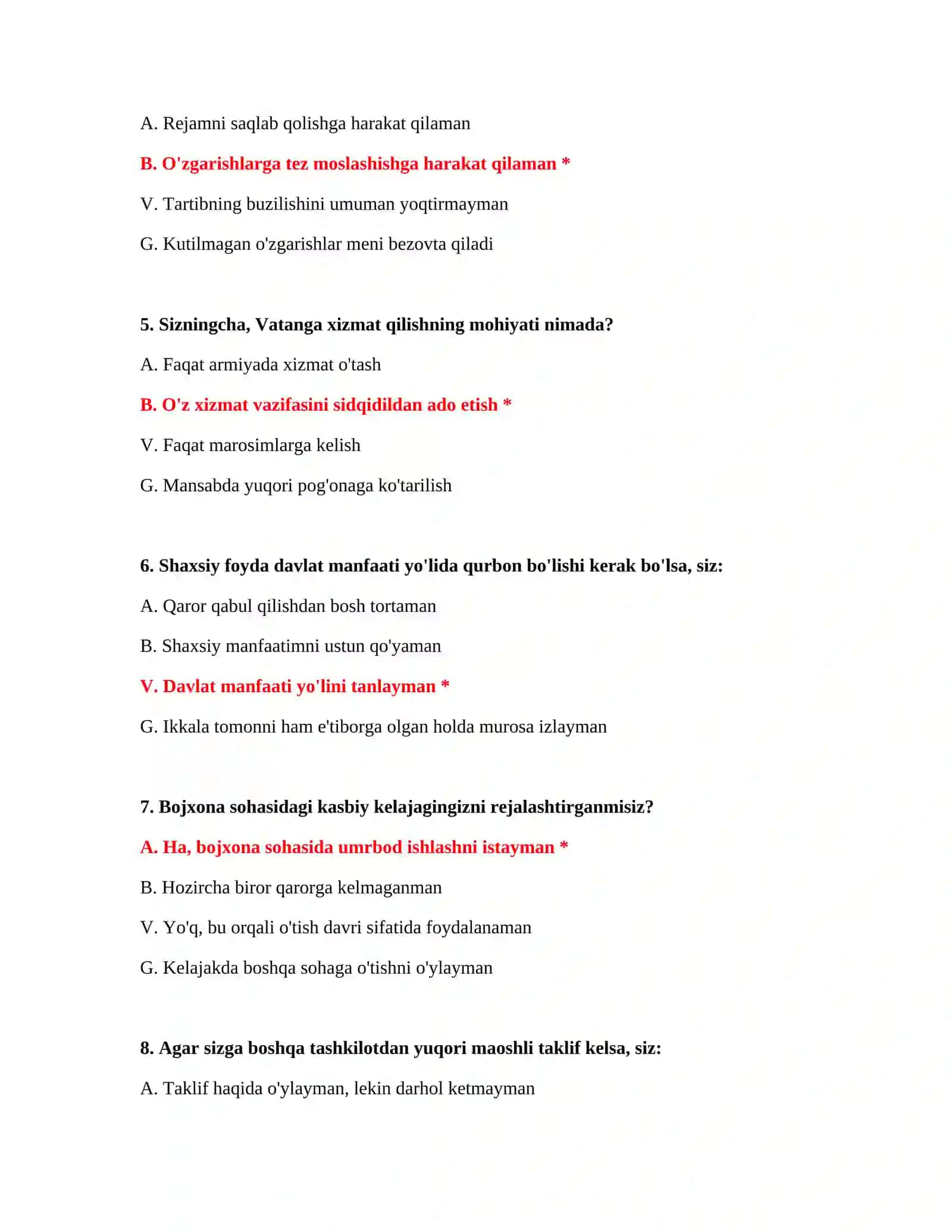 Bojxona IQ test online 3